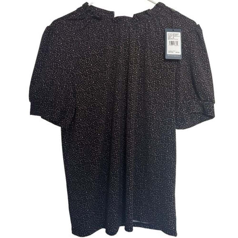 Adrianna Papell Medium Black Copper Metallic Ruffle Neck Blouse NWT - Picture 1 of 7